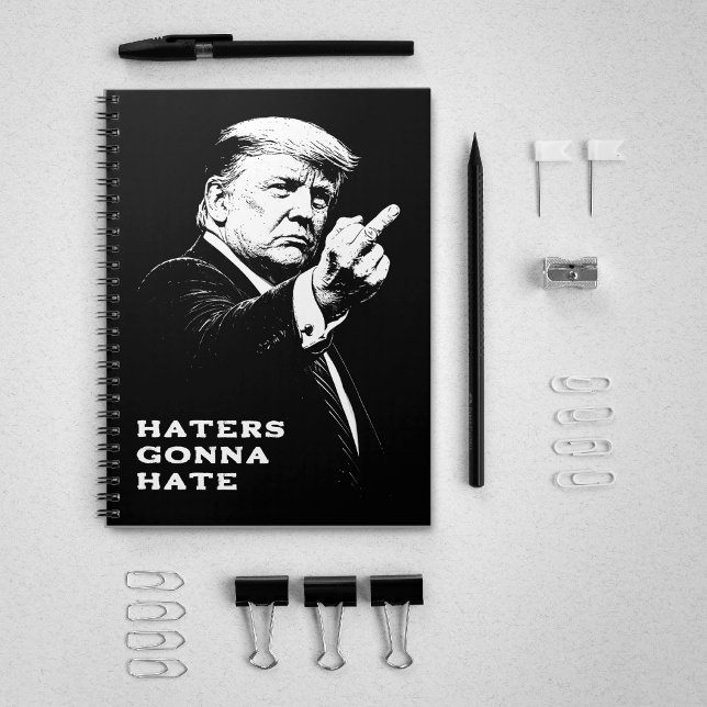 Caderno Espiral Trump Middle Finger 2026 Meme Funny (Criador carregado)