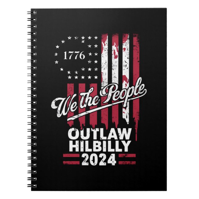 Caderno Espiral Trump Vance 2024 Donald Trump Outlaw Hillbilly (Frente)