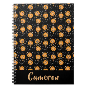 Caderno Espiral Truque De Abóbora Do Halloween Ou Nome De Tratamen
