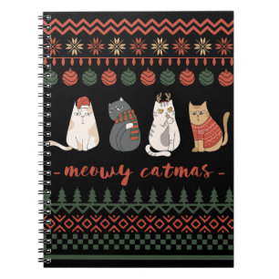 Caderno Espiral Truque de Natal de Gato Engraçado - Natal de Gato