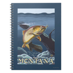 Caderno Espiral Truta que pesca o secção transversal - Montana