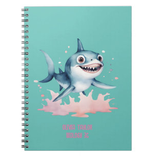 Caderno Espiral Tubarão-Bebê Gelado E Gelado Desenhado À Mão Da Ág