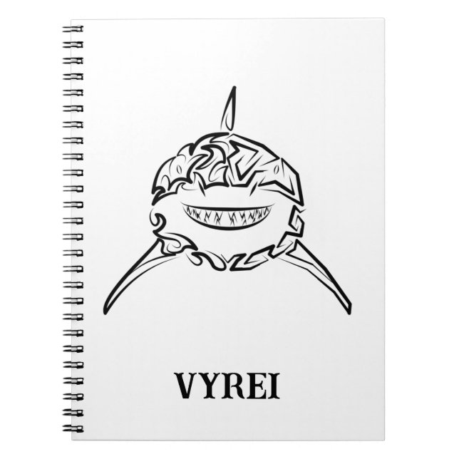 Caderno Espiral Tubarão-branco-Excelente-tribal preto e branco (Frente)