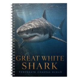 Caderno Espiral Tubarão Branco Grande Animais do Oceano Costeiro