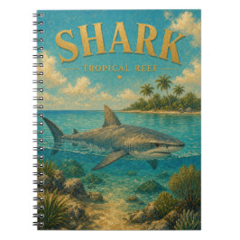 Caderno Espiral Tubarão Recife Tropical Aquarela GeoSaga