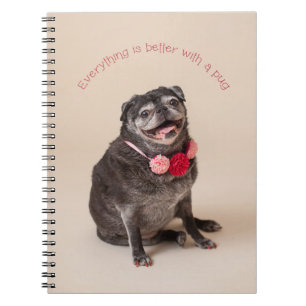 Caderno Espiral Tudo É Melhor Com Um Pug