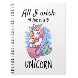 Caderno Espiral Tudo o que desejo é um Unicórnio