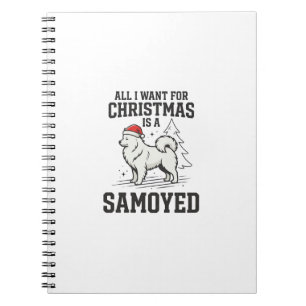 Caderno Espiral Tudo o que Quero para o Natal Cachorro Samoyed