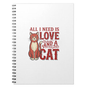 Caderno Espiral Tudo que Preciso é Amor e um Gato Gato Vintage Ama
