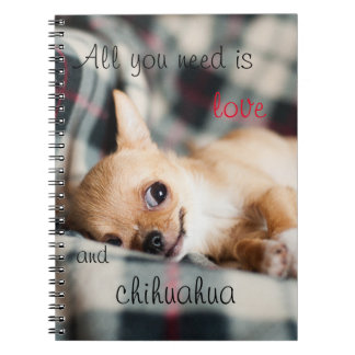 Caderno Espiral Tudo que você precisa é amor e chihuahua