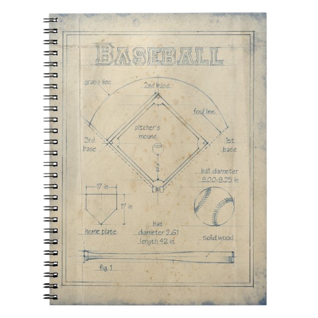 Caderno Espiral Tudo sobre o jogo - Baseball (Frente)