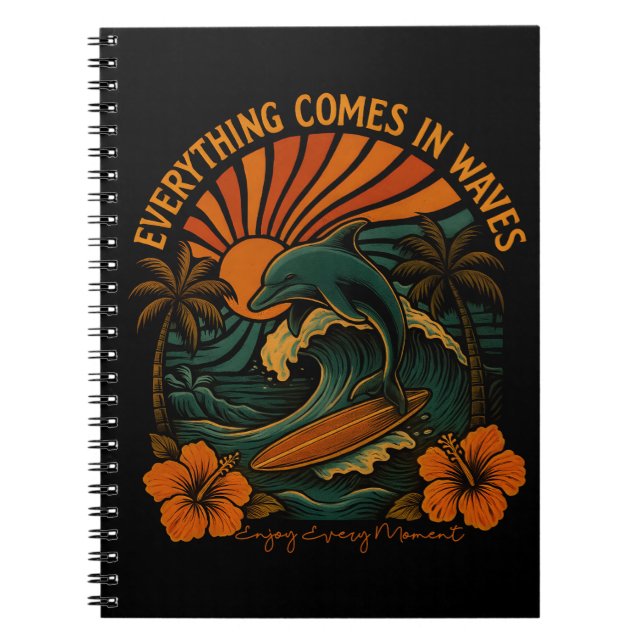 Caderno Espiral Tudo vem no Retro de Ondas (Frente)