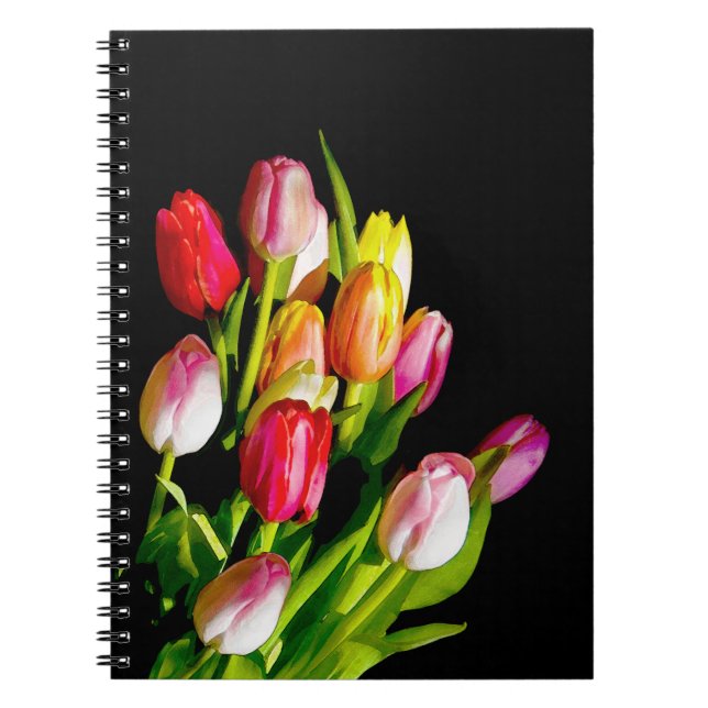 Caderno Espiral Tulip Painting - Arte Flor Original (Frente)