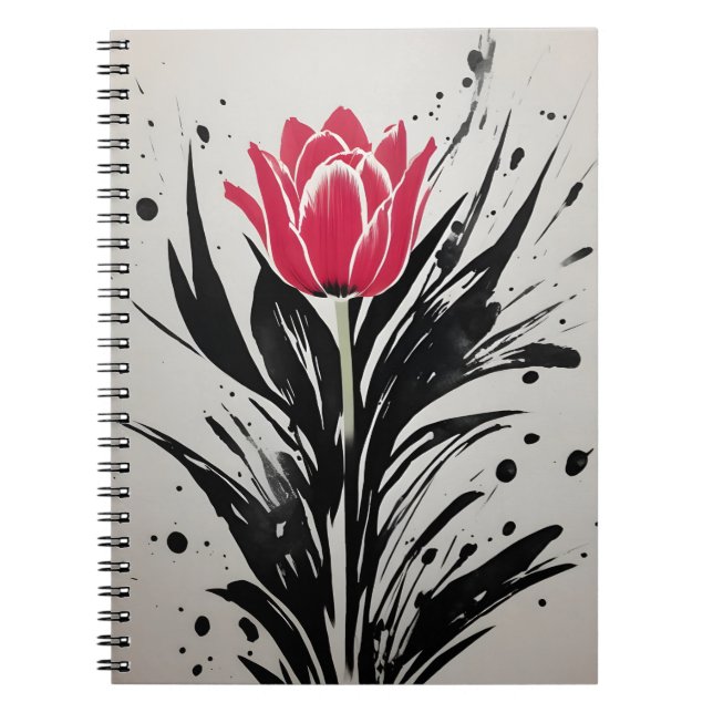 Caderno Espiral Tulipa - Flores aquarela (Frente)