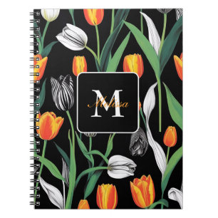 Caderno Espiral Tulipas Artísticas Gráficas Negrito