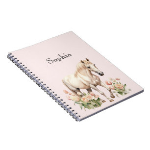 Caderno Espiral Tulipas brancas-rosadas-rosadas de cavalos