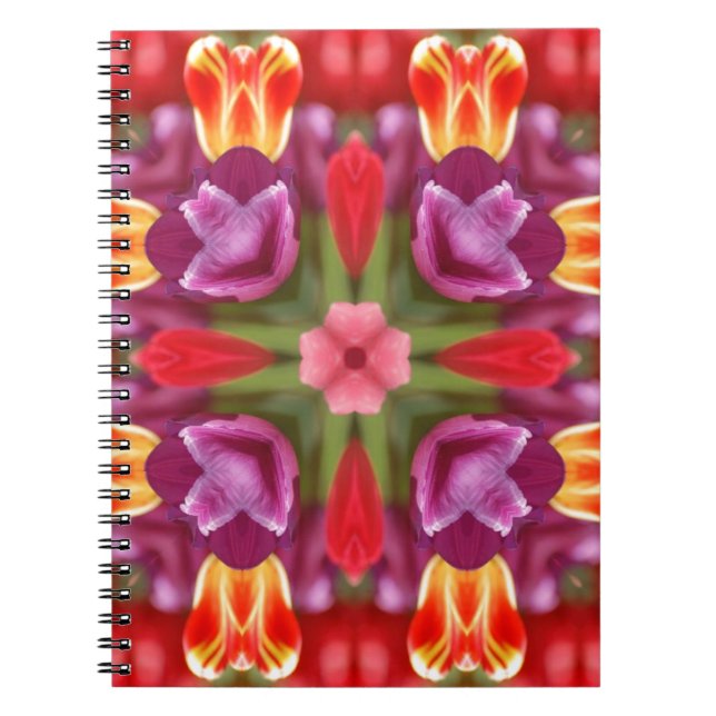 Caderno Espiral Tulipas Coloridas Caleidoscópio (Frente)