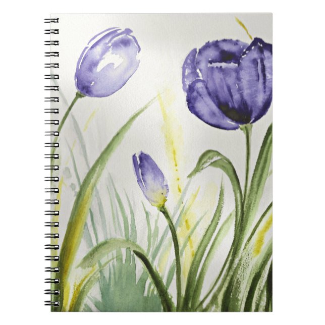 Caderno Espiral Tulipas de Primavera púrpura (Frente)