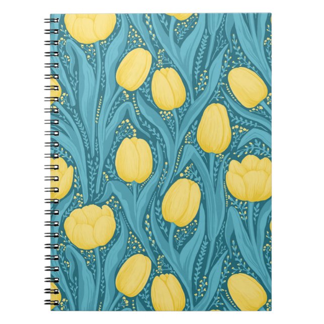 Caderno Espiral Tulipas em azul e amarelo (Frente)