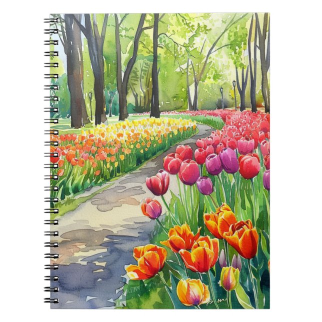 Caderno Espiral Tulipas no Parque (Frente)