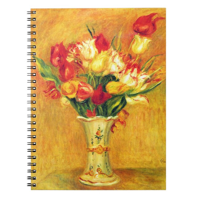 Caderno Espiral Tulipas por Pierre Renoir, Arte Impressionista Vin (Frente)
