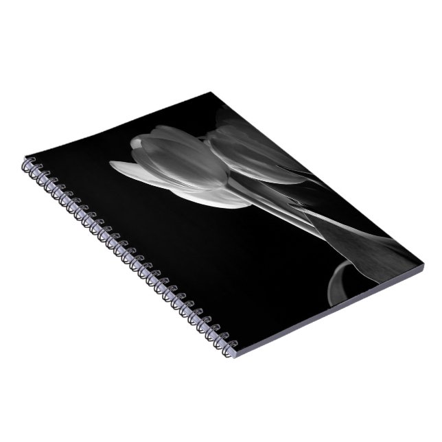 Caderno Espiral Tulipas pretas & brancas (Lado Direito)