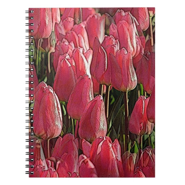 Caderno Espiral Tulipas Rosa Floral (Frente)