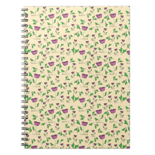Caderno Espiral Tulipas roxas em fundo amarelo
