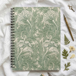 Caderno Espiral Tulipas Verdes William Morris 