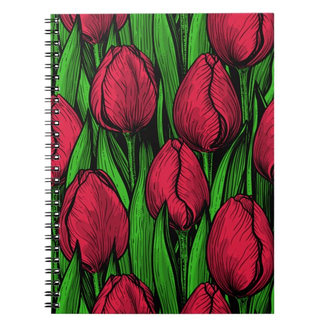 Caderno Espiral Tulipas vermelhas (Frente)
