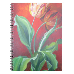Caderno Espiral Tulipas Vermelhas e Amarelas Artísticas