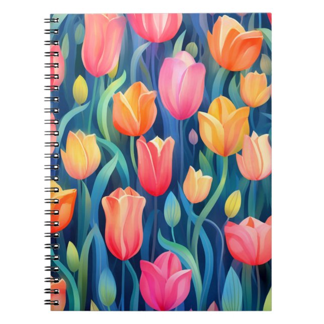 Caderno Espiral Tulips Padrão Floral (Frente)