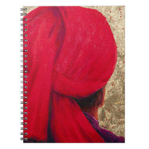 Caderno Espiral Turbante vermelho na folha Dourado 2014