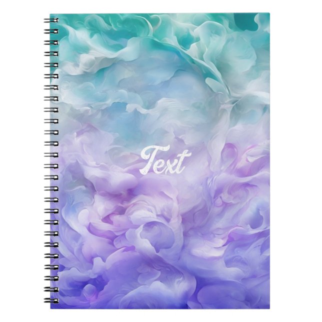 Caderno Espiral Turbilhão de nuvens azul e roxa (Frente)