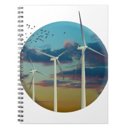 Caderno Espiral Turbinas de vento pintadas pelo céu