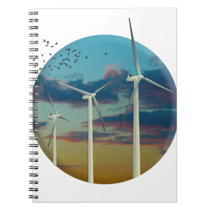 Caderno Espiral Turbinas de vento pintadas pelo céu