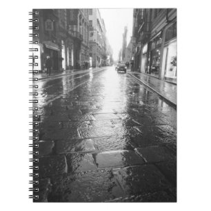 Caderno Espiral Turim Itália, Rua Molhada à Noite