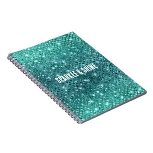 Caderno Espiral Turquesa Aqua Green Sparkle