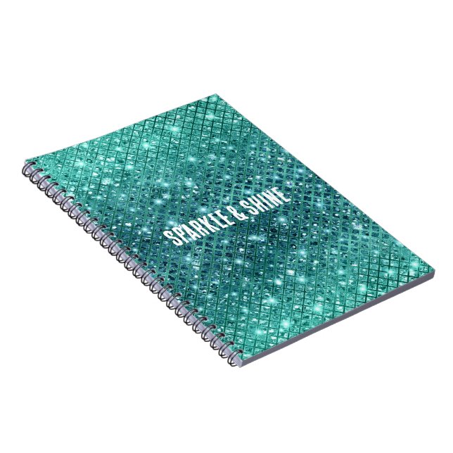 Caderno Espiral Turquesa Aqua Green Sparkle (Lado Direito)