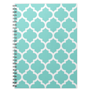 Caderno Espiral Turquesa Aqua What Quatrefoil Marroquino Padrão #5