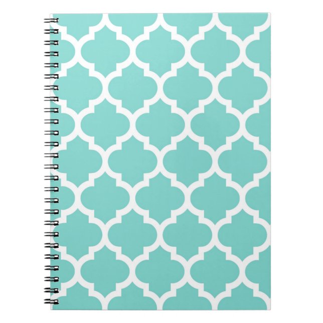 Caderno Espiral Turquesa Aqua What Quatrefoil Marroquino Padrão #5 (Frente)