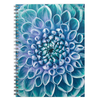 Caderno Espiral Turquesa Dahlia Flor Macro Fundo