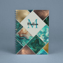 Caderno Espiral Turquesa de ouro brilhante Turquesa de ouro brilha