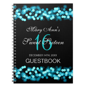Caderno Espiral Turquesa do encanto de Hollywood do Guestbook do