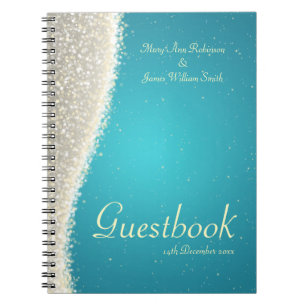 Caderno Espiral Turquesa dos Sparkles do brilho do Guestbook do