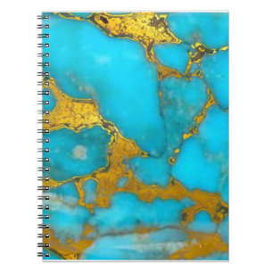 Caderno Espiral Turquesa Dourada Marble