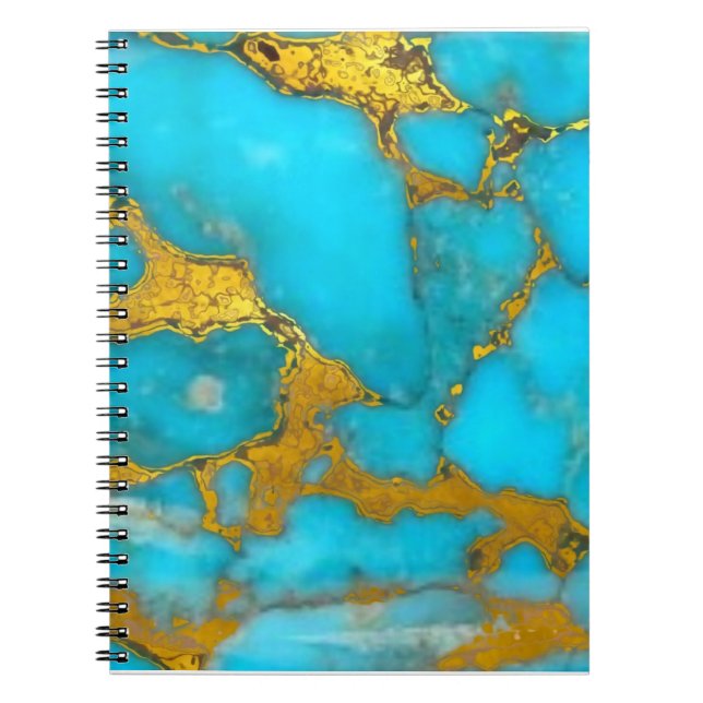 Caderno Espiral Turquesa Dourada Marble (Frente)