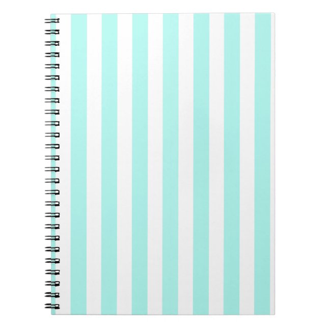 Caderno Espiral Turquesa e listras doces brancas (Frente)