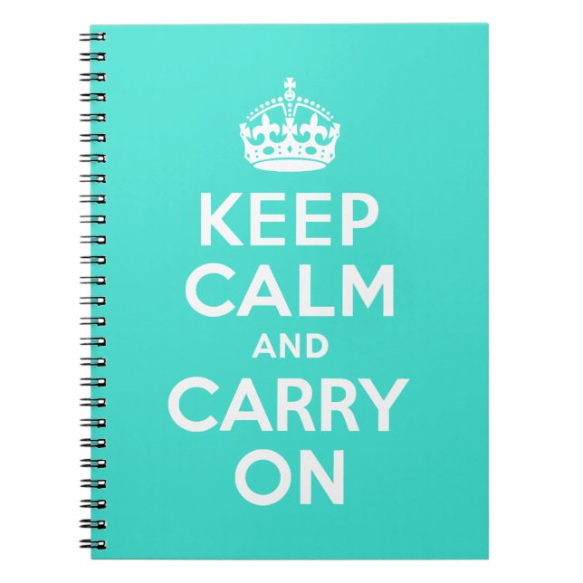 Caderno Espiral Turquesa Fique Calmo e Continue (Frente)