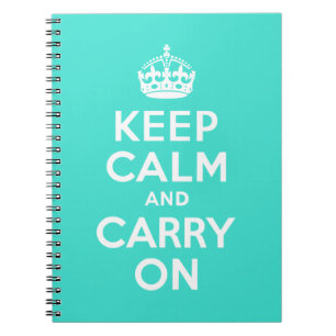 Caderno Espiral Turquesa Fique Calmo e continue ligado